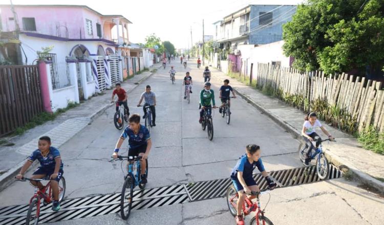 Promueven cultural vial y activación física en Tamulté de las Sabanas con Movilizando Centro
