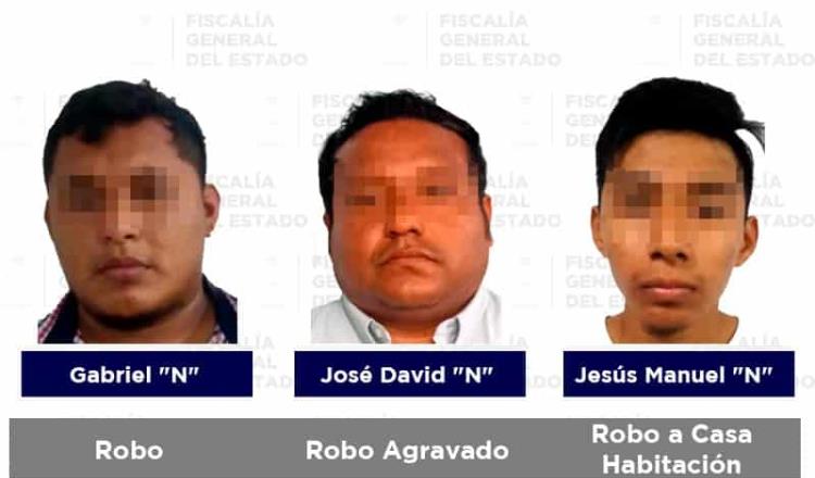 Capturan a 6 delincuentes en Balancán, Centro y Jalpa por robo, violencia familiar y daños