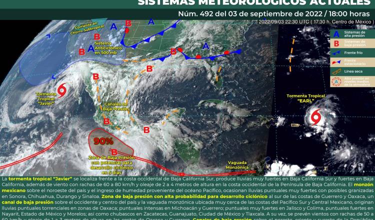 Se forma nuevo ciclón frente a Guerrero y Oaxaca