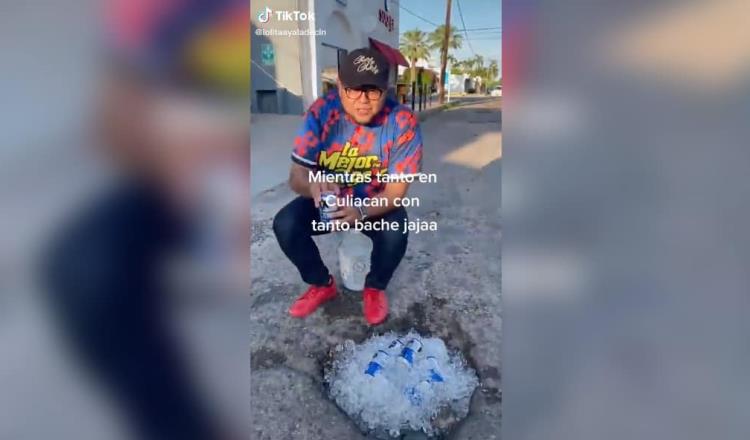 En Hermosillo convierten baches en hieleras