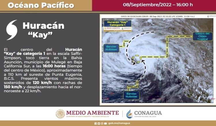 Huracán ‘Kay’, de categoría 1, toca tierra en la Bahía Asunción, en Baja California Sur