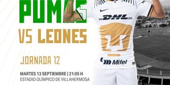 Pumas Tabasco recibirá a los Leones Negros en el Olímpico