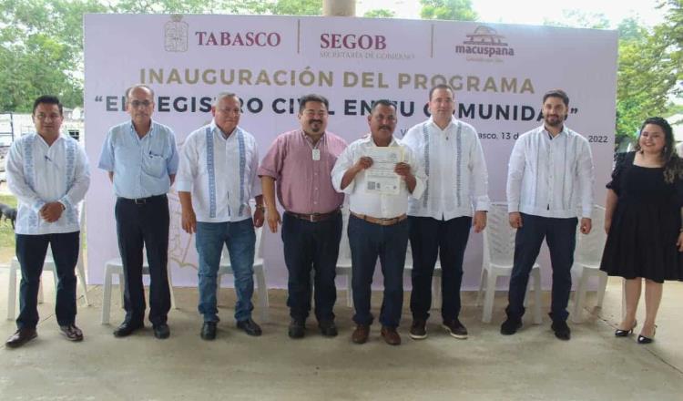 Inauguran en Macuspana el programa estatal “El Registro Civil en tu Comunidad”