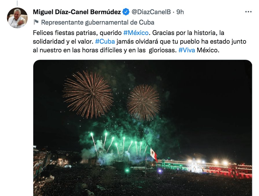 Cuba felicita a México por aniversario de su Independencia