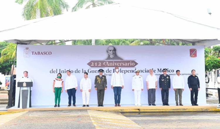 Conmemoran en Tabasco el 212 aniversario del inicio de la guerra de Independencia de México