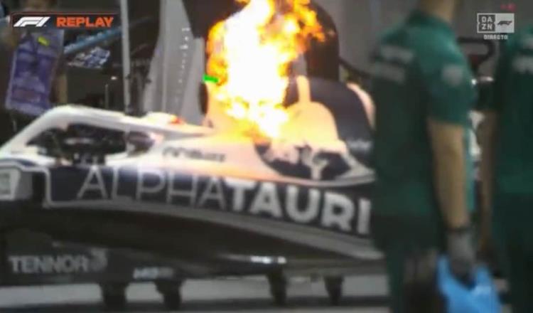 Auto de Pierre Gasly prende fuego en prácticas del GP de Singapur