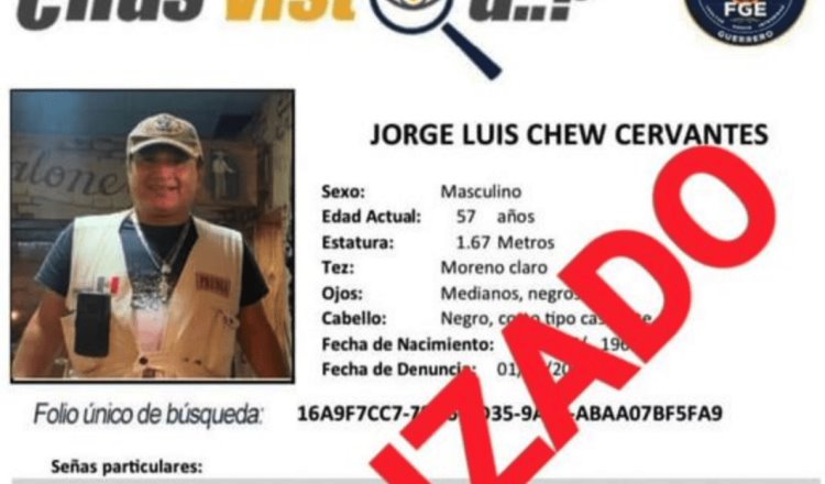 Localizan con vida al reportero Jorge Luis Chew tras reporte de desaparición