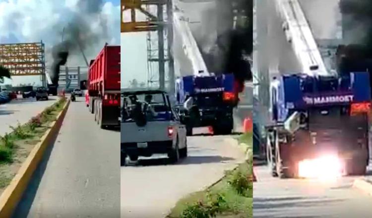 Se incendia grúa cerca de la refinería Olmeca