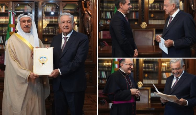 Recibe AMLO cartas credenciales de embajadores en México de Kuwait, España y Santa Sede