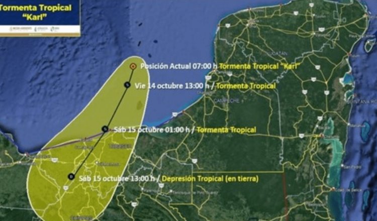 “Karl” cambia trayectoria, y viene directamente a Tabasco; sus efectos se sentirían esta media noche