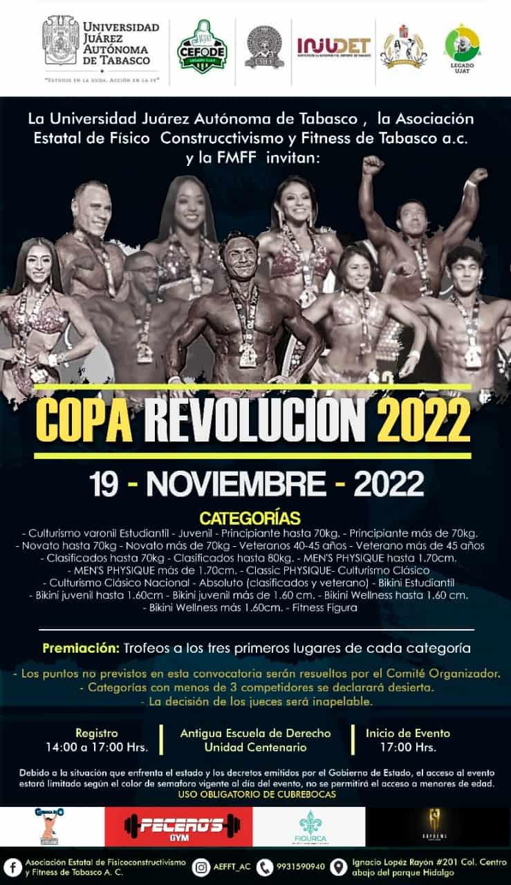 Anuncia Copa Revolución 2022 de fisicoconstructivismo, a realizarse el 19 de noviembre