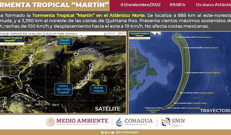 Se forma la tormenta tropical Martín en el Atlántico Norte