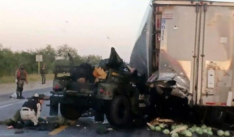 Mueren 7 militares tras chocar contra tráiler en Tamaulipas