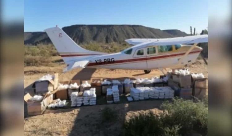 Sedena asegura aeronave con media tonelada de droga en Baja California