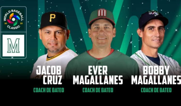 Jacob Cruz, Ever Magallanes y Bobby Magallanes, los coach de bateo para Clásico Mundial de Beisbol