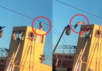 [Video] Se lanza reo desde torre de vigilancia del penal de Agua Prieta, Sonora