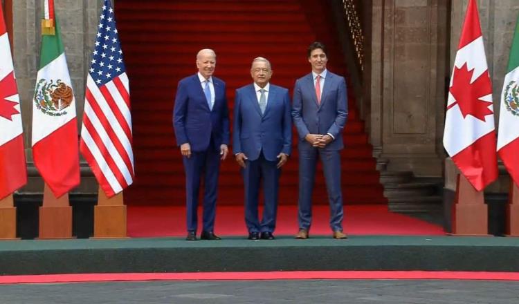 Recibe Obrador a Trudeau y a Biden en Palacio Nacional