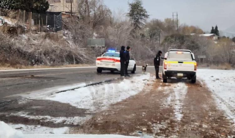 Cierran carretera en Chihuahua ante intensa nevada