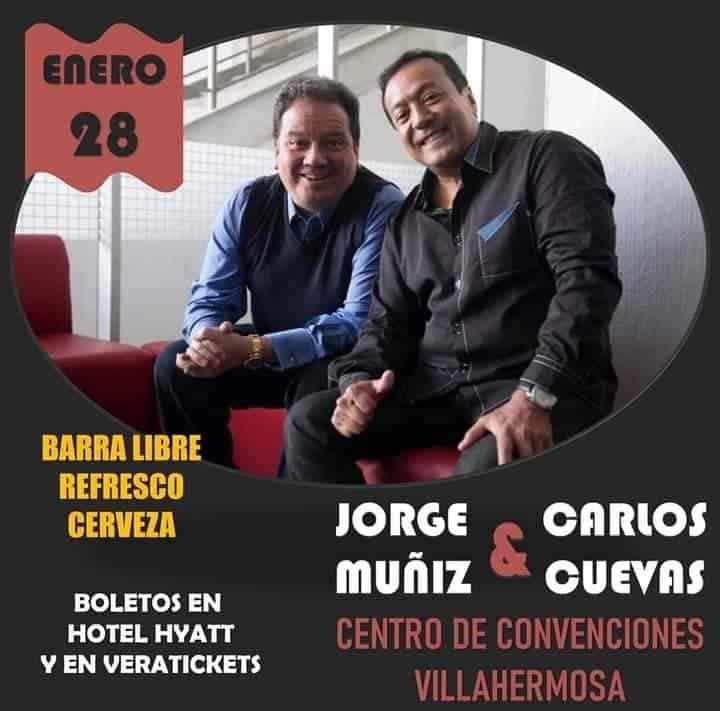 Cancelan definitivamente concierto de Jorge Muñiz y Carlos Cuevas en Villahermosa