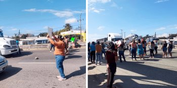 Bloquean padres de familia carretera Villahermosa-Frontera; exigen reparación de un socavón