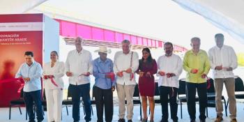 Con poemas de Benedetti, Gorostiza y Carlos Pellicer inaugura Merino y Adán Augusto puente Quintín Arauz