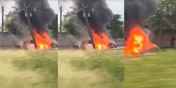 Se incendia camioneta tras chocar en la Villahermosa-Cárdenas