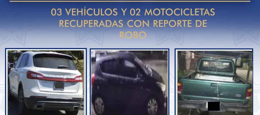 Presume SSPC haber recuperado 5 vehículos con reporte de robo en la última semana