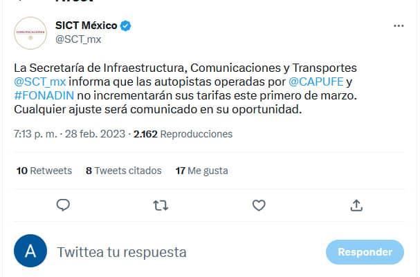 ¡Dan marcha atrás! SICT frena aumento a tarifas en autopistas operadas por Capufe y Fonadin