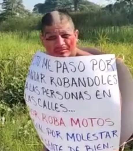 Desnudan y tablean a presunto asaltante en Cunduacán