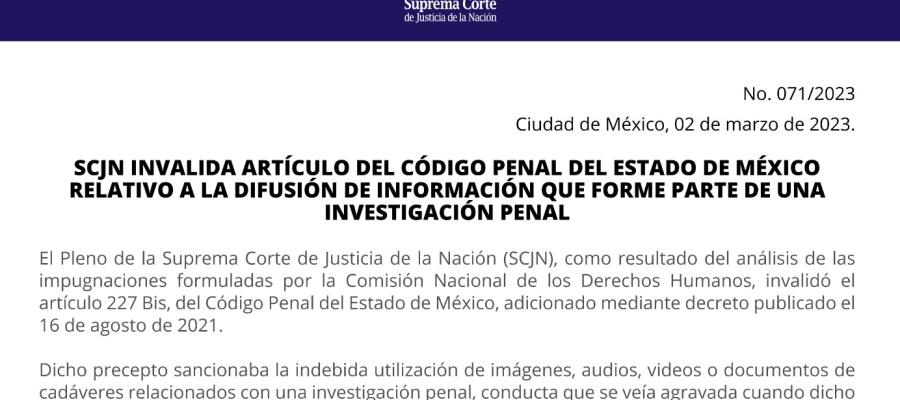 SCJN invalida Ley Ingrid en el Edomex