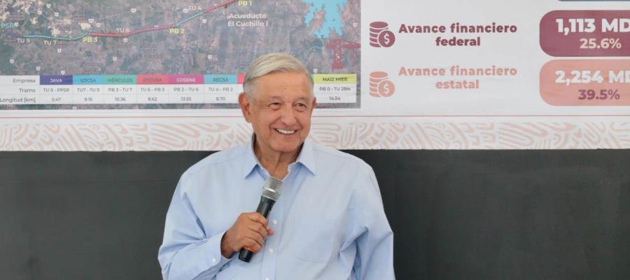 Promete Obrador que acueductos La Laguna y El Cuchillo II se concluirán este 2023