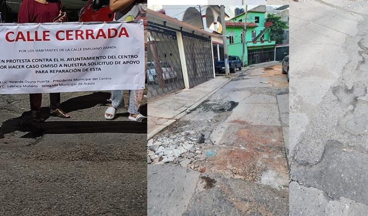 Tras protesta de vecinos, rehabilita Ayuntamiento drenaje y reconstruye calle en Atasta