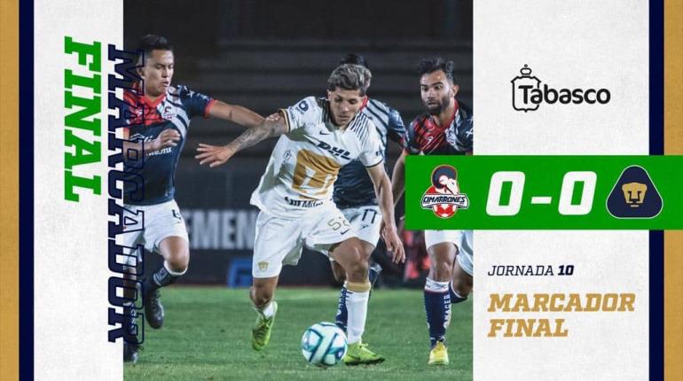 Pumas Tabasco empata a cero con Cimarrones en la jornada 10 de Liga de Expansión