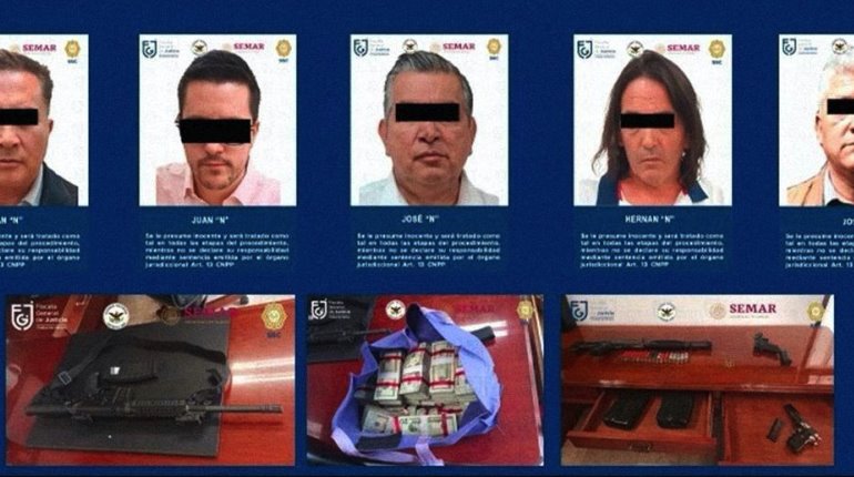 Aseguran a 5 personas, armas, dinero y droga en financiera de la CDMX