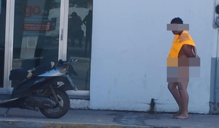 Presunto ladrón es obligado a caminar desnudo por calles de Huimanguillo