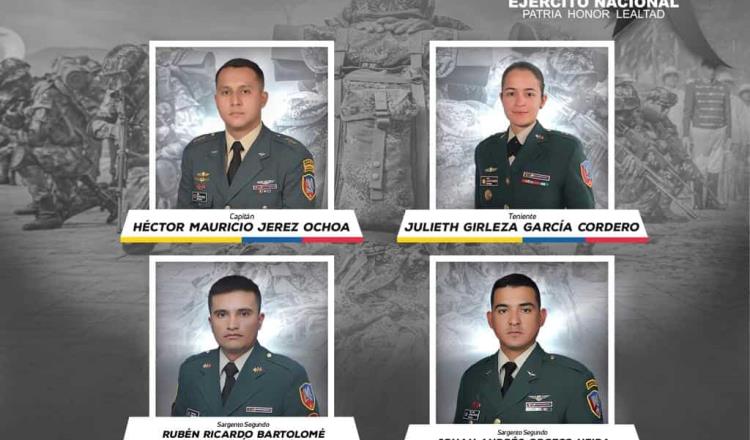 Fallecen 4 militares tras desplome de helicóptero en Colombia