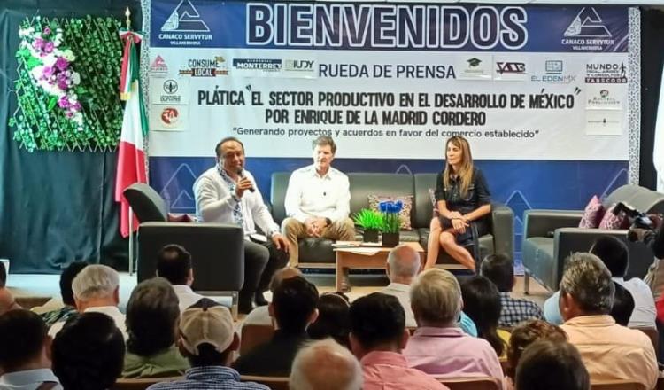 Tabasco debe diversificar su economía para incrementar su desarrollo, plantea Enrique de la Madrid en reunión con empresarios