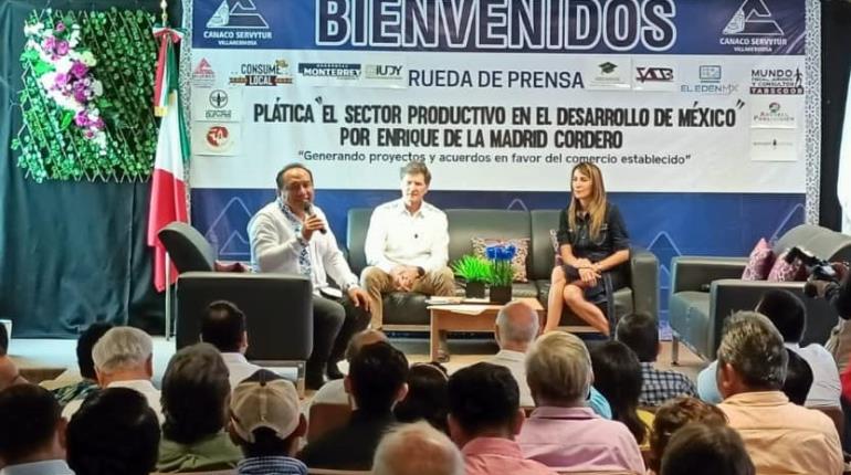 Tabasco debe diversificar su economía para incrementar su desarrollo, plantea Enrique de la Madrid en reunión con empresarios