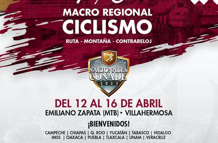 Macro regional de Ciclismo será en Tabasco