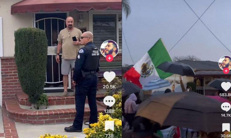 "Gringo" racista corre a mexicanos de su cuadra; estos regresan con banda y tocan frente a su casa