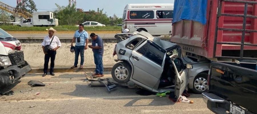 ¡Una carambola más! Se suscita accidente en la Villahermosa-Cárdenas