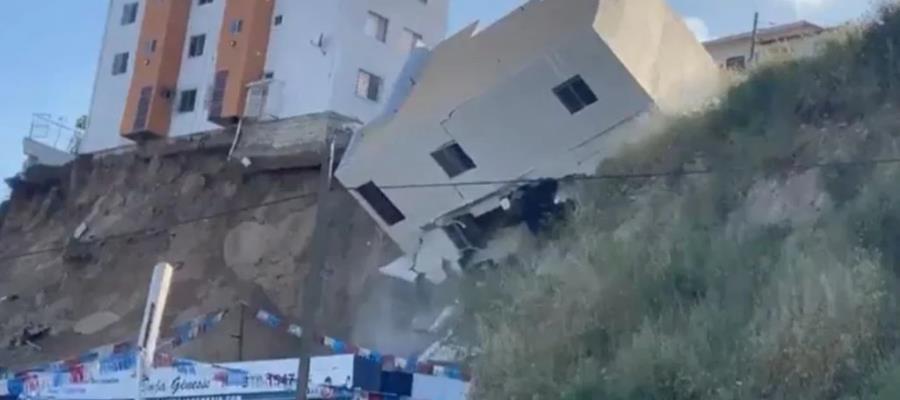 Colapsa edificio por deslizamiento de tierra en Tijuana, BC