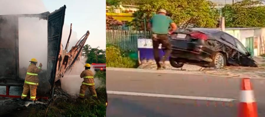 Mañana accidentada en Tabasco; se registran dos hechos automovilísticos en Teapa y Centro