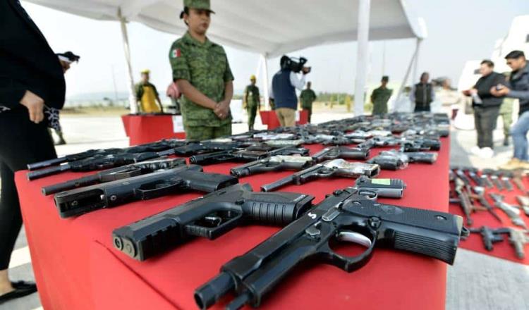 Más de 433 armas de fuego ilegales han sido incautadas en Tabasco en los últimos 5 años