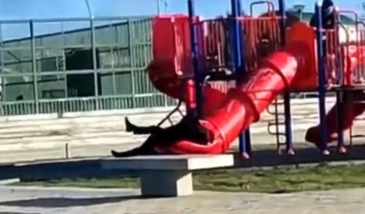 Presidente de Chile se queda atorado en tobogán mientras jugaba en parque infantil