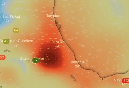 Se extiende hacia el sur del país nube con presencia de dióxido de azufre del Popocatépetl