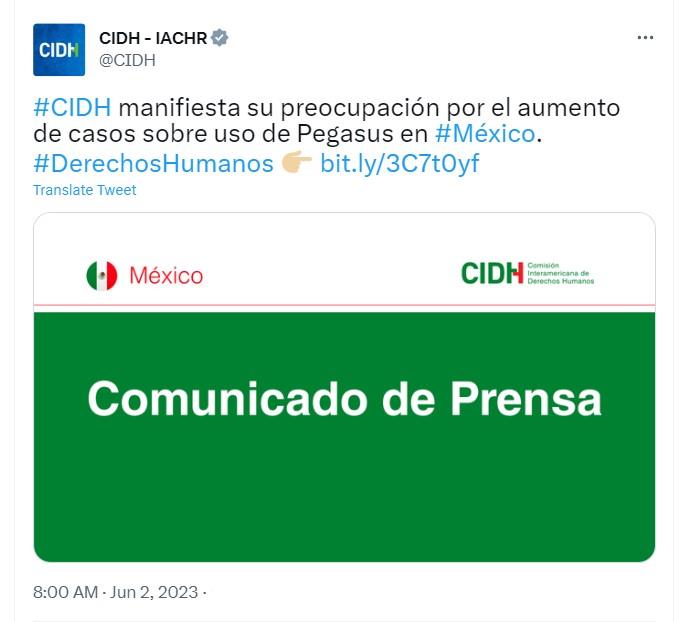 CIDH urge a México avanzar investigación y sancionar espionaje