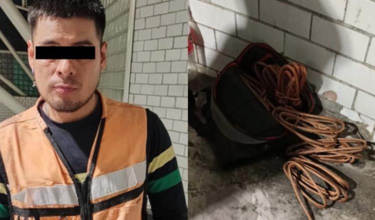 Detienen a hombre con 10 kilos de cable en Metro de la CDMX