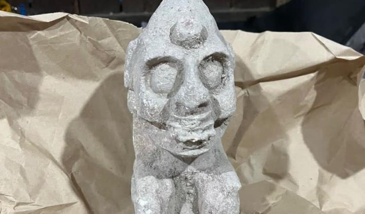 INAH halla escultura de piedra de deidad de la muerte en tramo 7 del Tren Maya