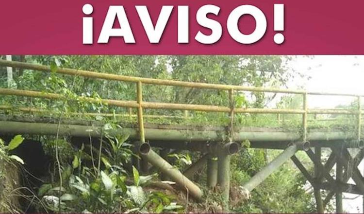 Prohíben paso de unidades pesadas en el puente La Palma de Macuspana, por reparación